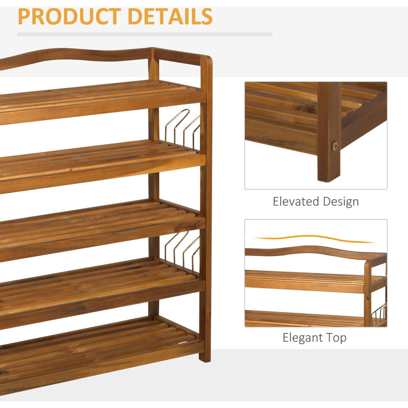 HOMCOM 5 Tier Wooden Shoe Rack