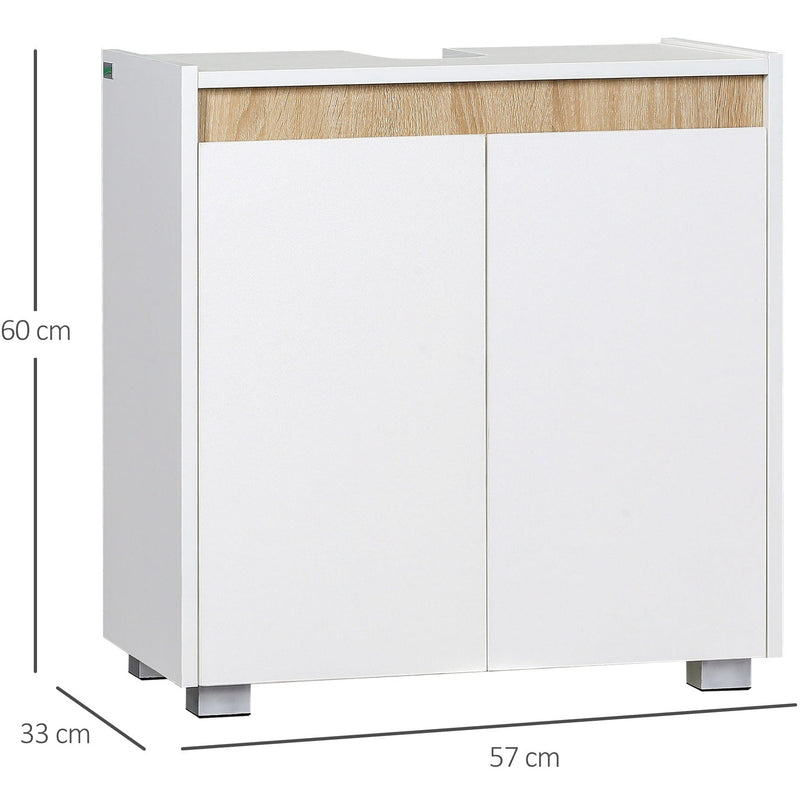 White Floor Standing Bathroom Sink Cabinet With Double Doors