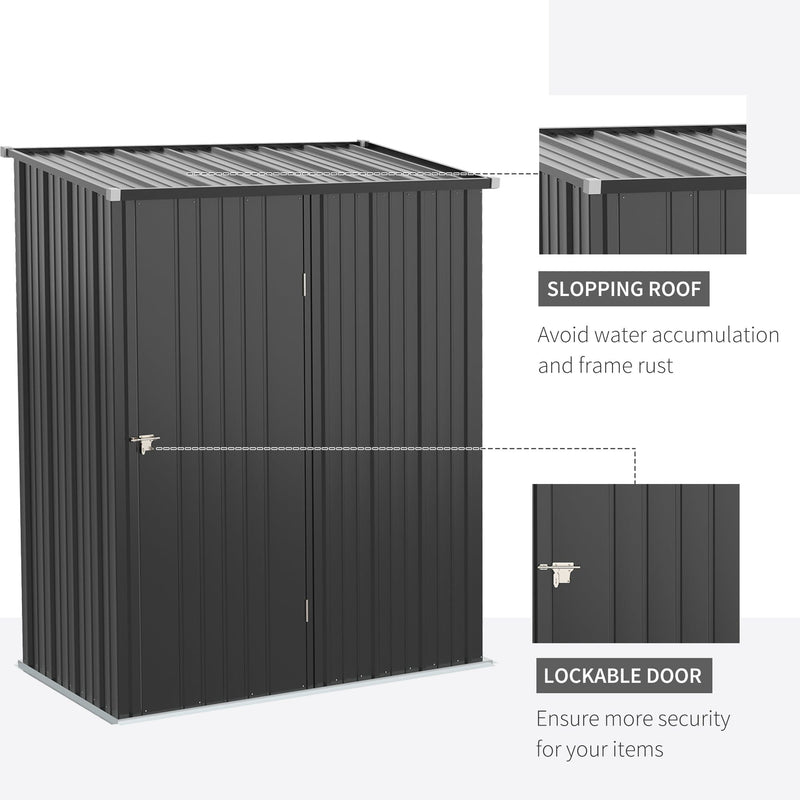 5x3ft Metal Outdoor Storage Shed, Grey