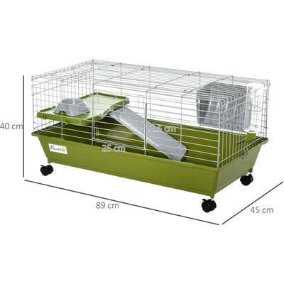 35" Small Animal Cage with Wheels Pawhut