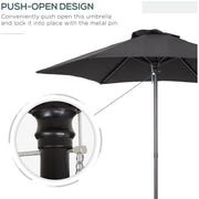 2m Patio Parasol - Outdoor Sun Shade, 6 Ribs Outsunny