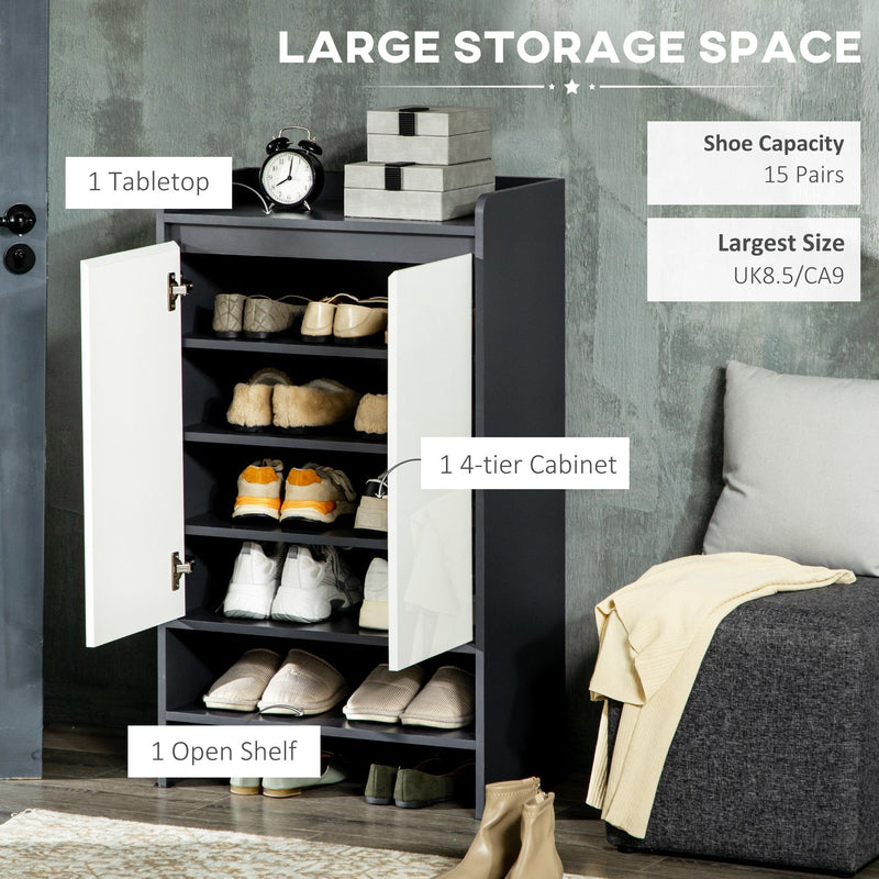 Grey Shoe Cabinet with White High Gloss Doors