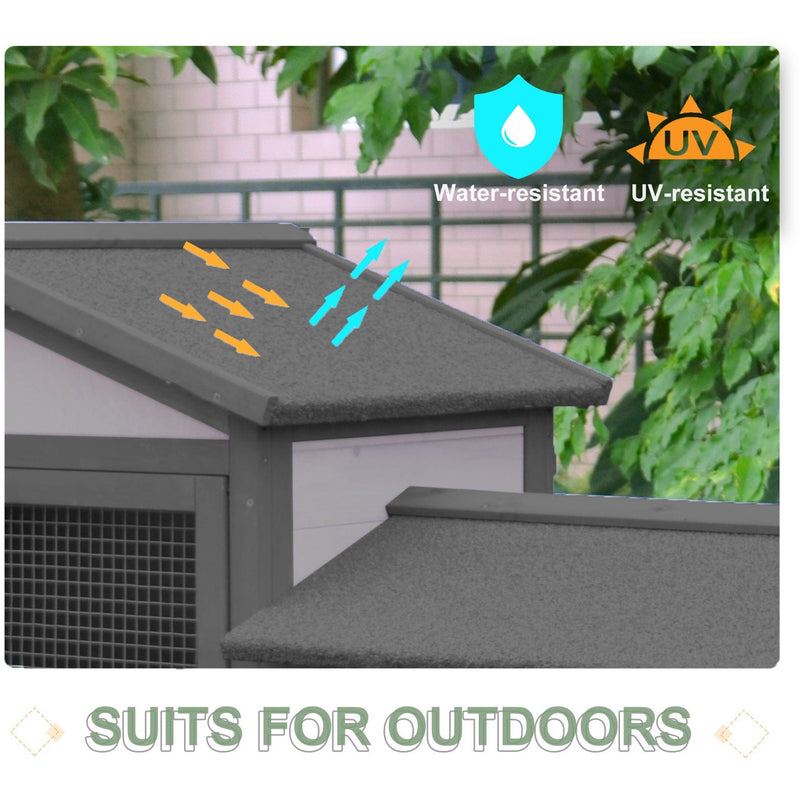 Two-Level Fir Wood Animal Hutch - Burnt Yellow