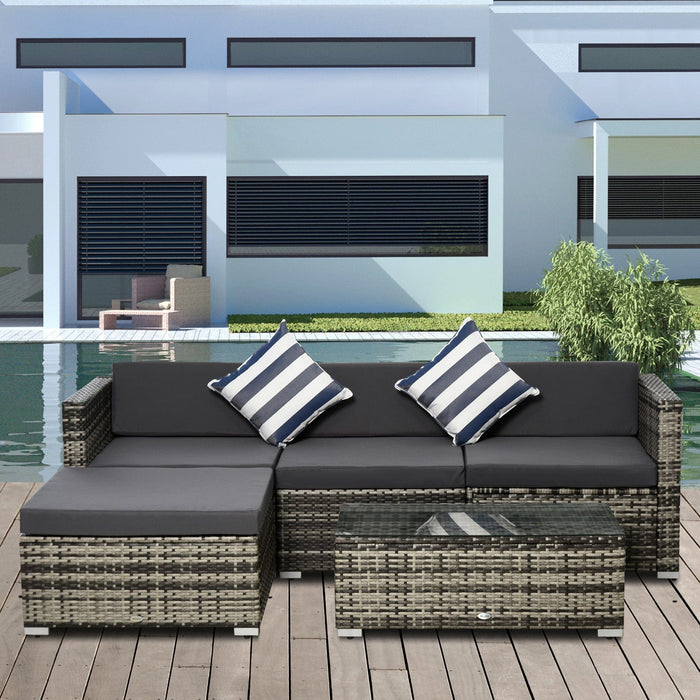 4 Seater Outdoor Rattan Sofa Set with Coffee Table, Cushions