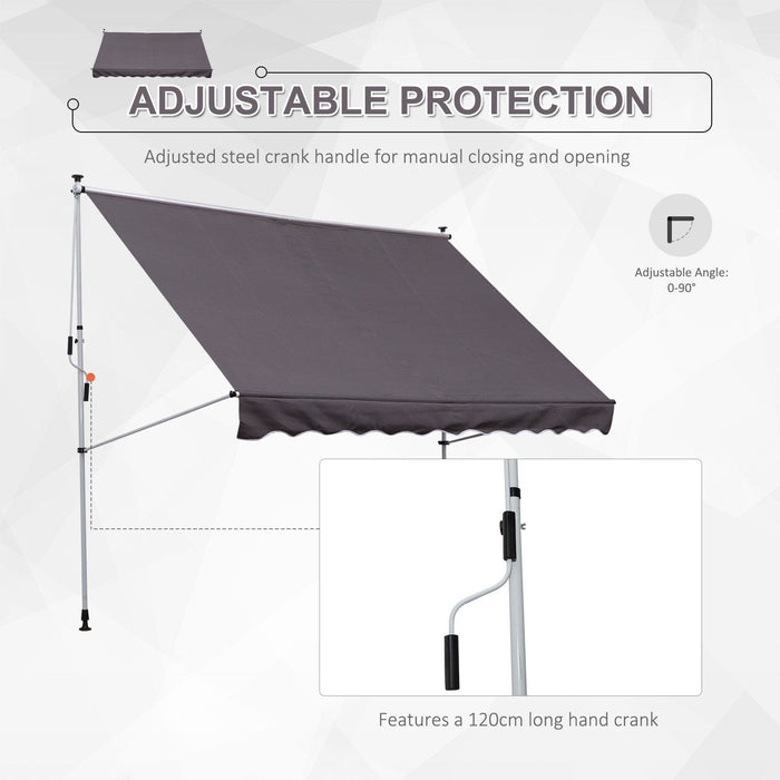 Manual Patio Awning, Retractable, 3 x 1.5m, Beige
