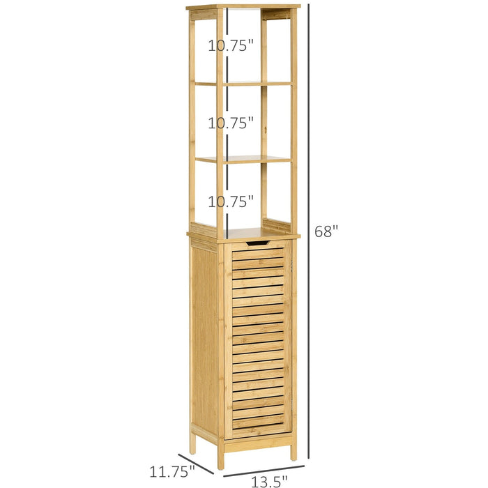 Tall Bathroom Storage Cabinet, 3 Shelves, Cupboard, Slim