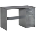 High Gloss Desk With Drawers, Storage Cabinet, Grey Homcom