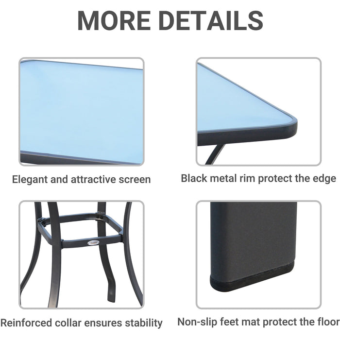 Square Bistro Table, Tempered Glass