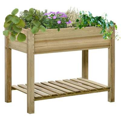 Wooden Planter on Legs With Shelf Outsunny
