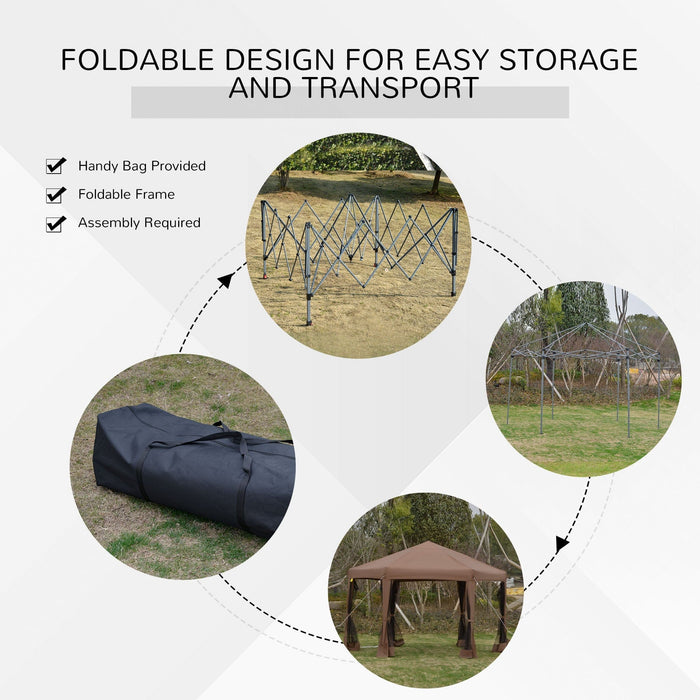 Hexagonal Pop Up Gazebo With Sides, Travel Case, 3.2m