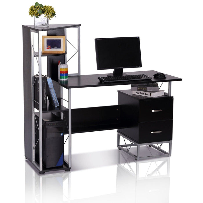 Computer Desk with Shelves, Drawers, Home Office Workstation