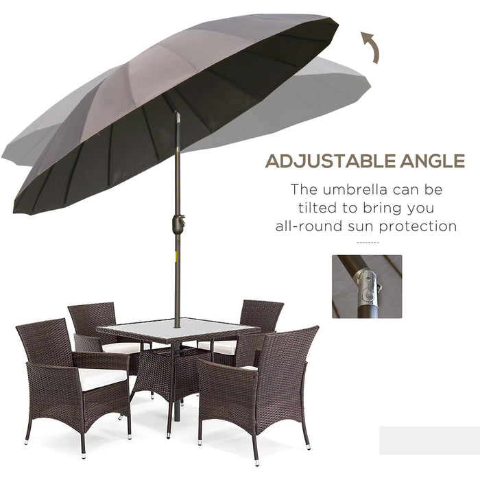 Round Patio Parasol, 2.5m, Tilt Crank, 18 Ribs