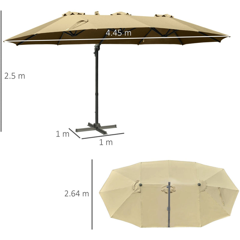 4.5m Roma Double Sided Cantilever Parasol With Cross Base