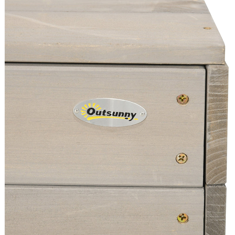Outsunny Kids Wooden Sandpit, Sandbox with Canopy & Seats, for Gardens - Grey Outsunny