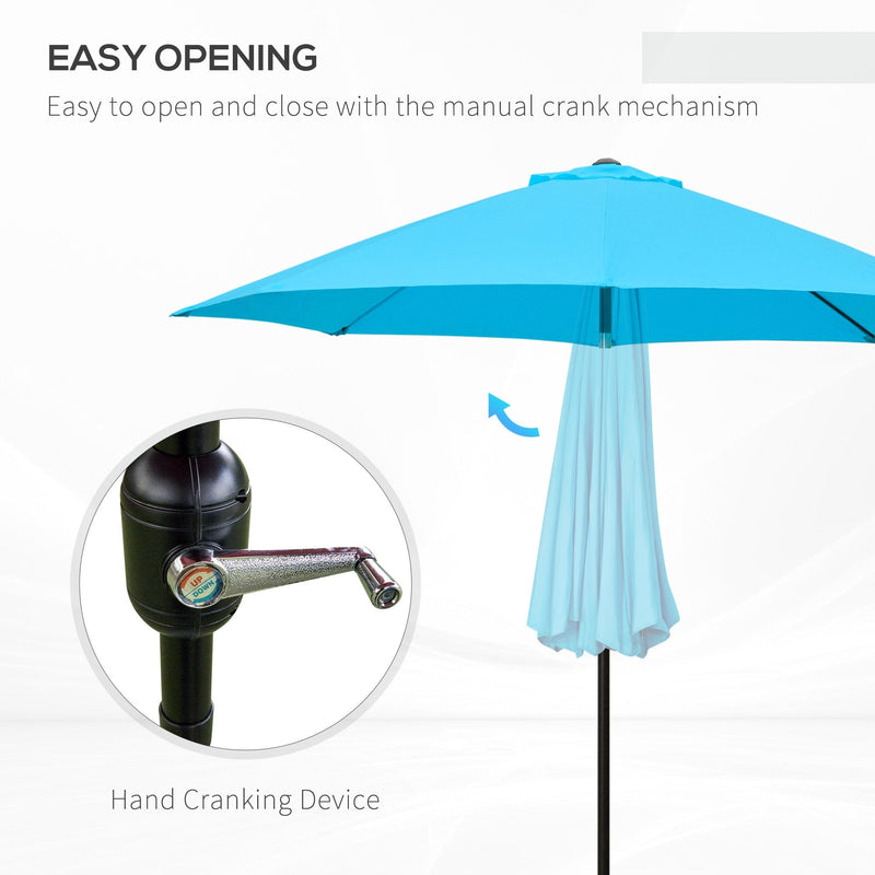 2.6M Patio Parasol with Aluminium Frame, Blue Outsunny