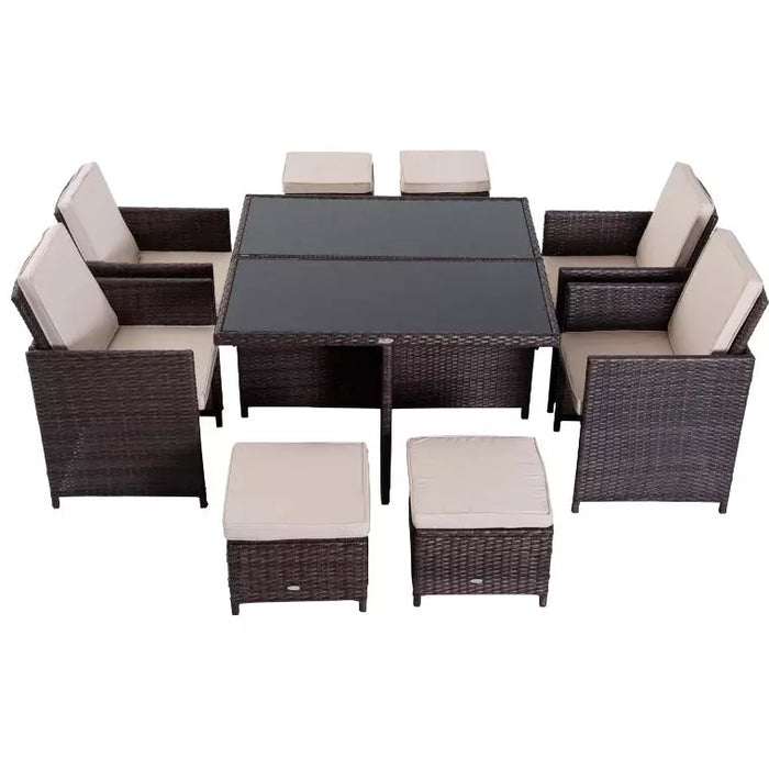 9PC Rattan Dining Cube Set