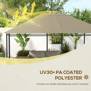 Outsunny 3 x 4m Gazebo Canopy Replacement Cover, Gazebo Roof Replacement (TOP COVER ONLY), Khaki Outsunny