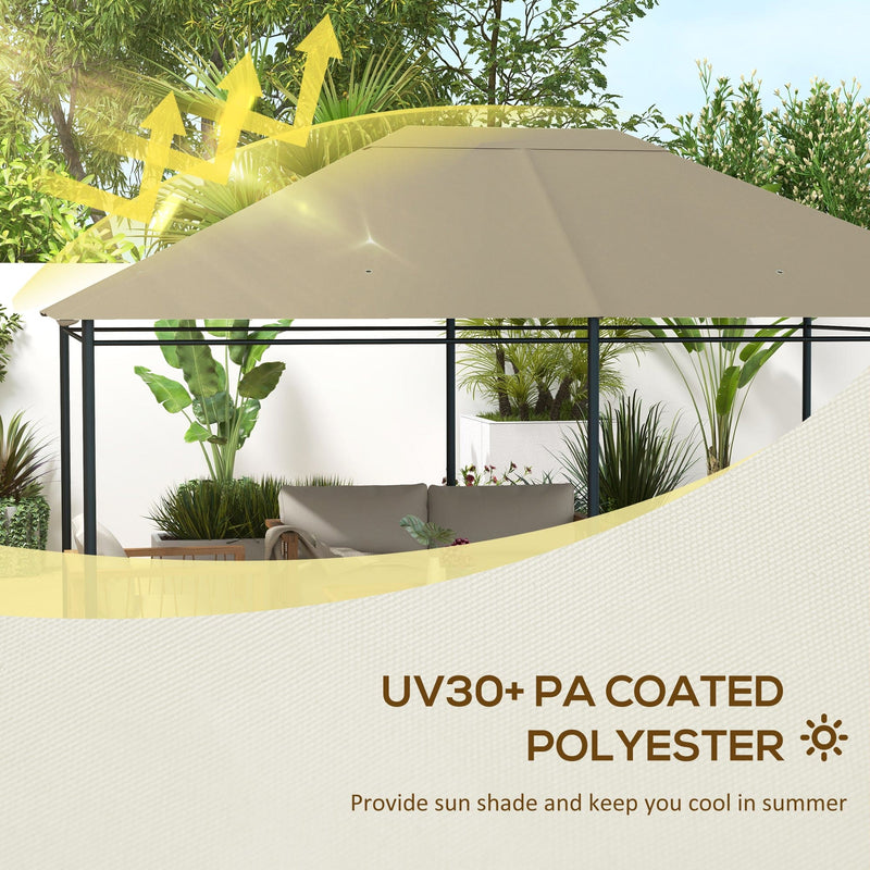 Outsunny 3 x 4m Gazebo Canopy Replacement Cover, Gazebo Roof Replacement (TOP COVER ONLY), Khaki Outsunny