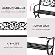 2 Seater Metal Garden Bench Outsunny