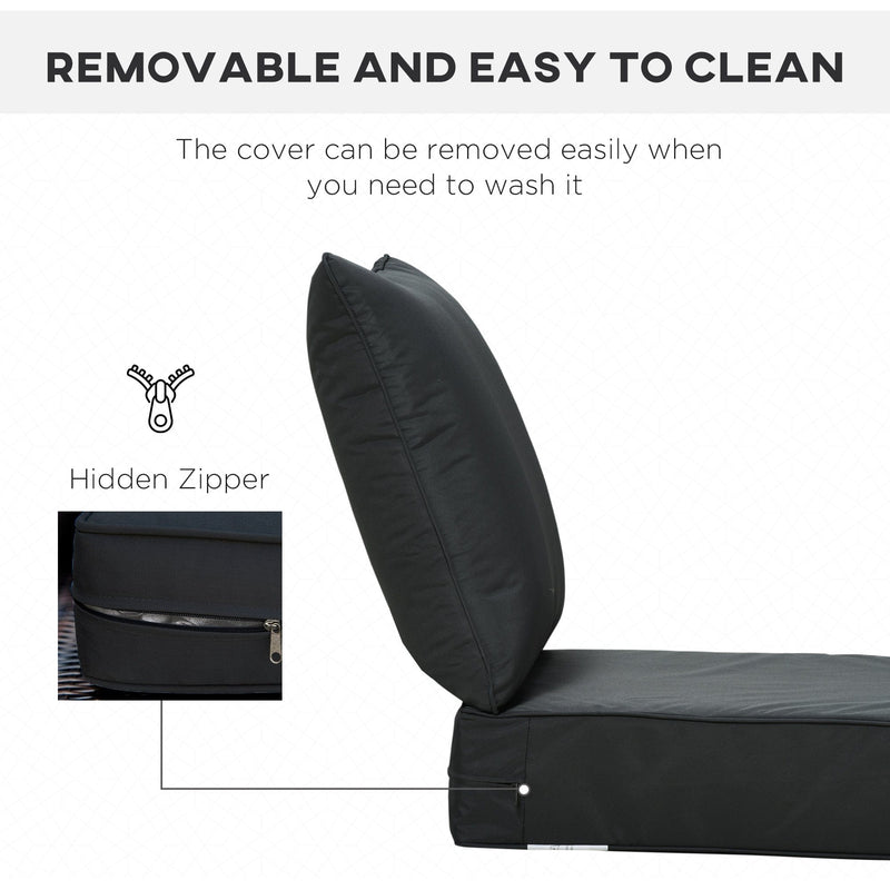 Thick Chair Cushions Outdoor - Black Outsunny