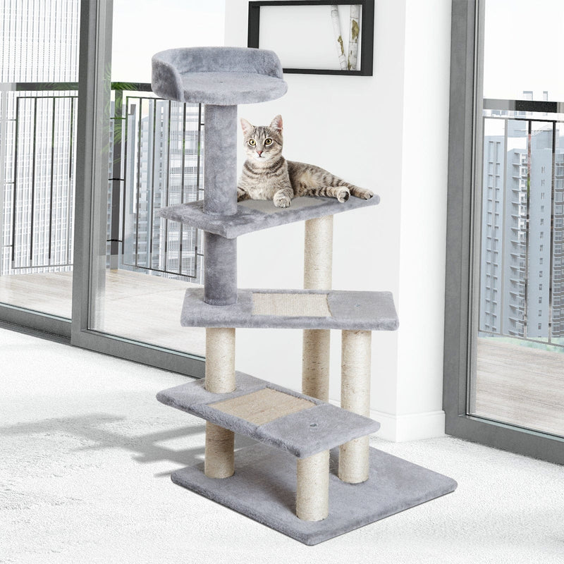 Grey Cat Tree, Sisal Scratch Scratching Post