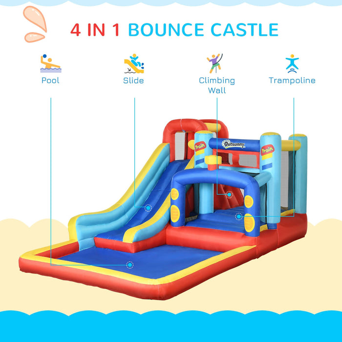 4 in 1 Bouncy Castle w/ Slide, Multicoloured