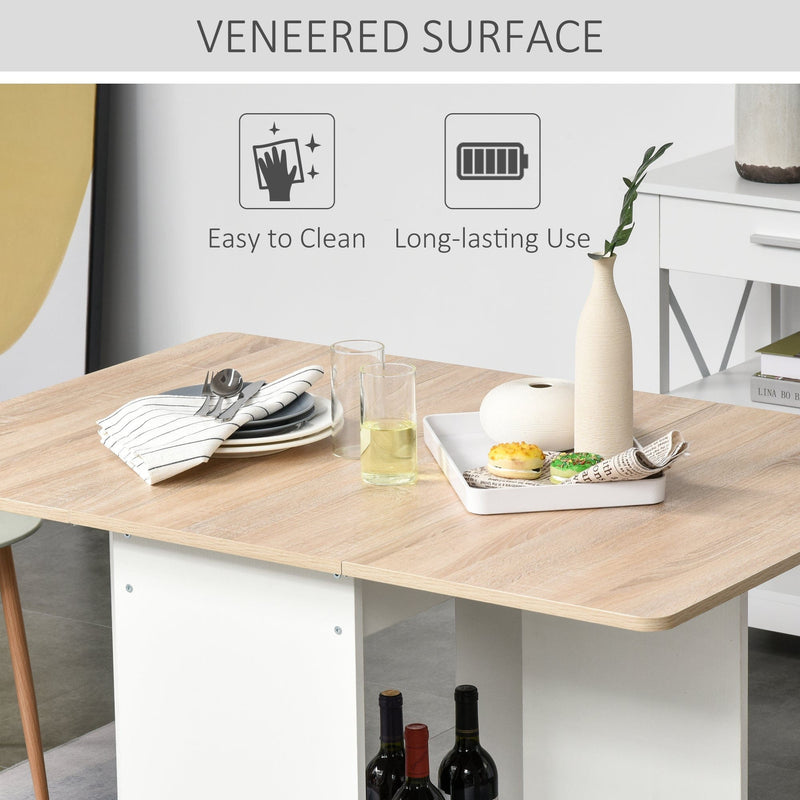 Foldable Drop-Leaf Dining Table, Storage Shelf, Kitchen/Dining