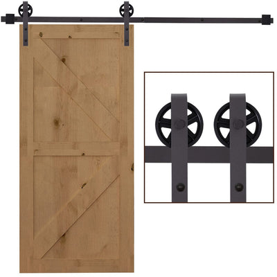 6FT/1830mm Modern Sliding Barn Door Hardware Kit Homcom