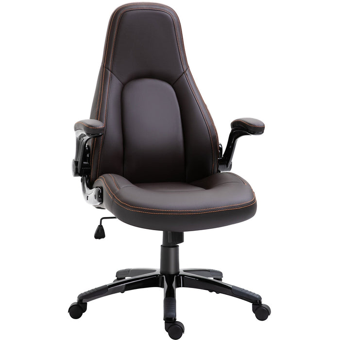 Leather Executive Chair with Armrests - Dark Brown