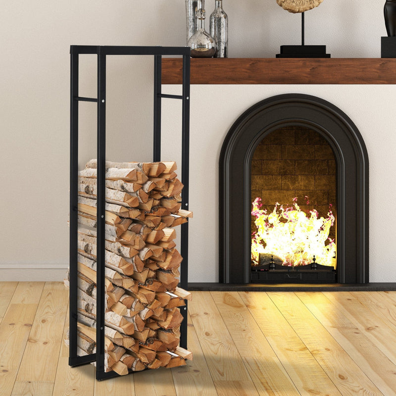 Tall Metal Firewood Log Holder, Indoor/Outdoor, Rust-Resistant