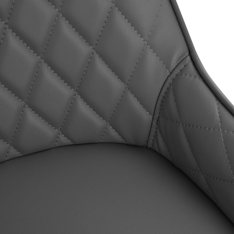 Set of 2 Quilted Dining Chairs, PU Leather, Grey