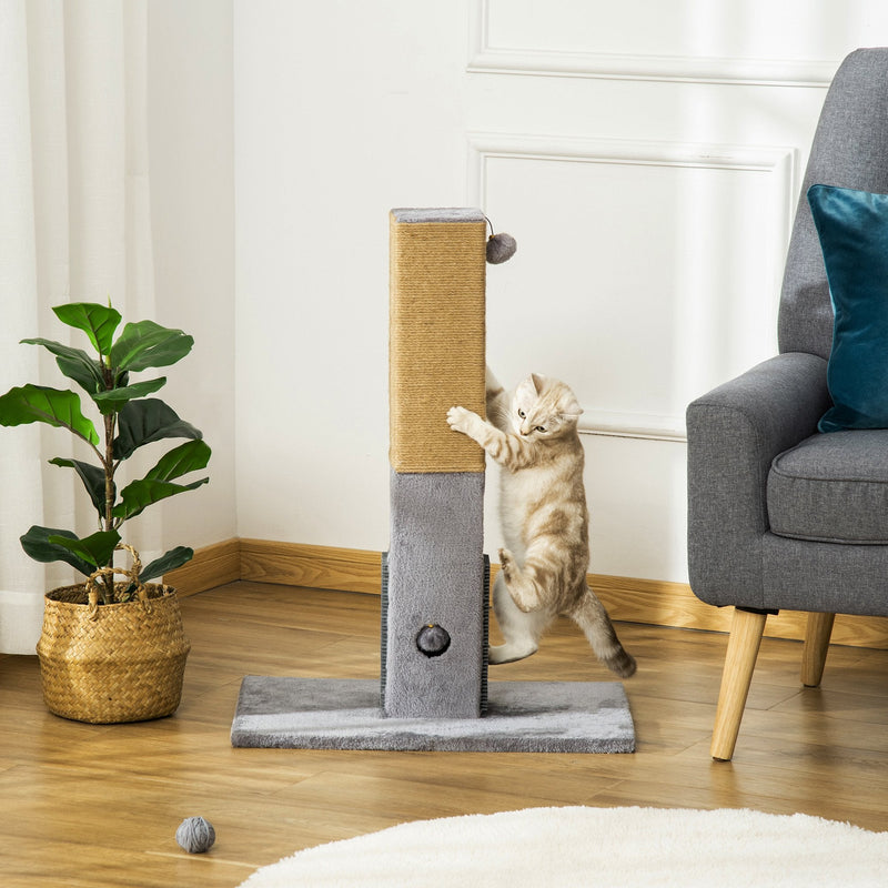 79cm Cat Scratch Post, Jute Climber, Carpet Base, Grey