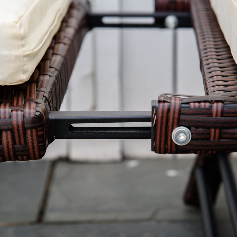 2 Seater Rattan Sofa Daybed Bench with Cushions