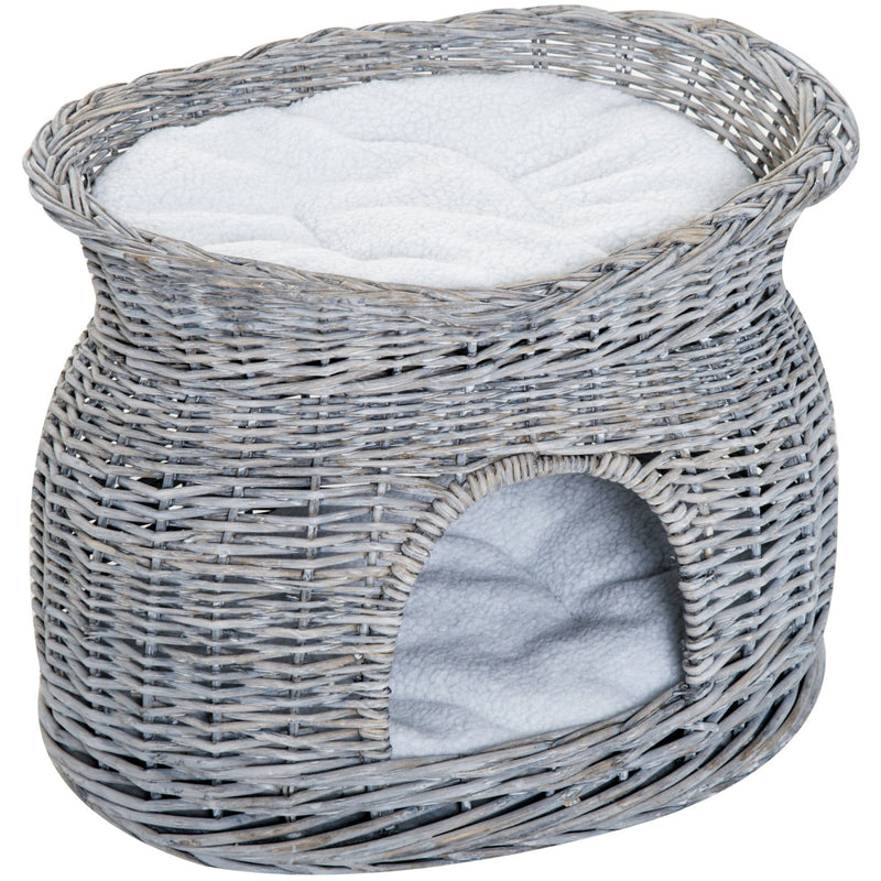 "114cm Beige Cat Tree: Sturdy House for Climbing and Play"