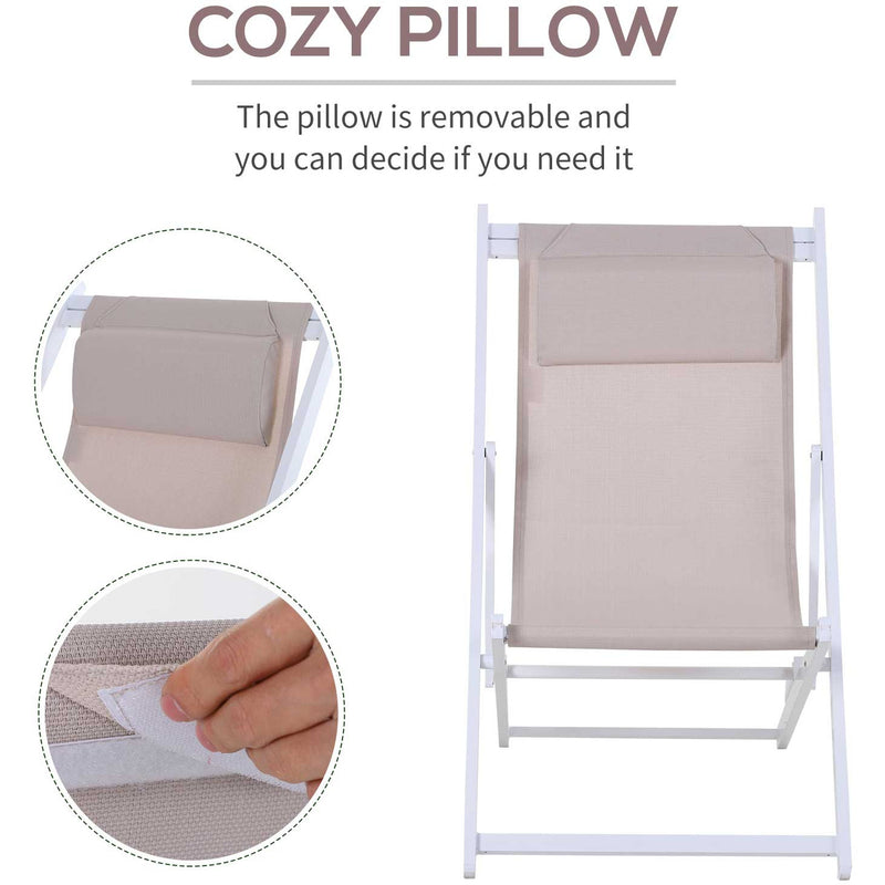 Folding Wooden Deck Chairs, Set of 2