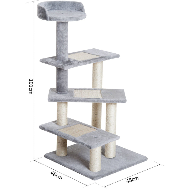 Grey Cat Tree, Sisal Scratch Scratching Post