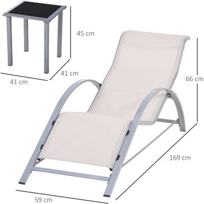 3-Piece Sun Loungers With Table Outsunny