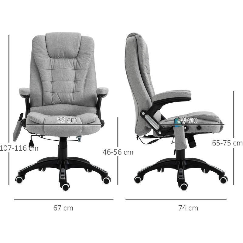 Grey High Back Executive Heated Massage Chair
