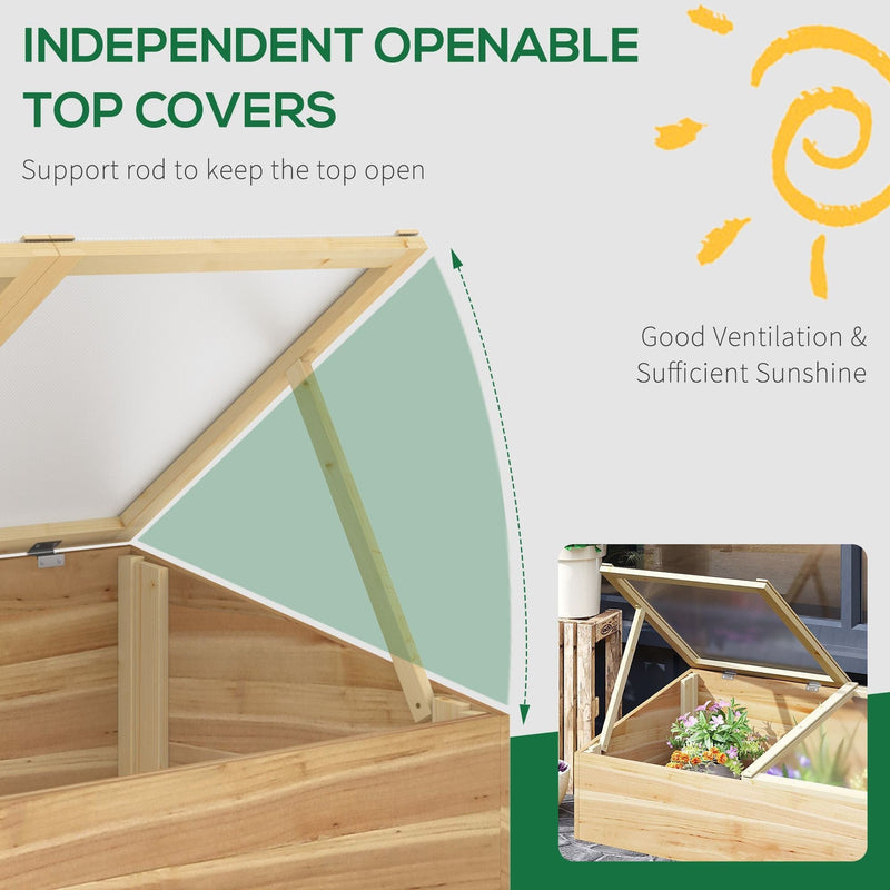 Small Wooden Cold Frame - Polycarbonate - 100x50x36 cm