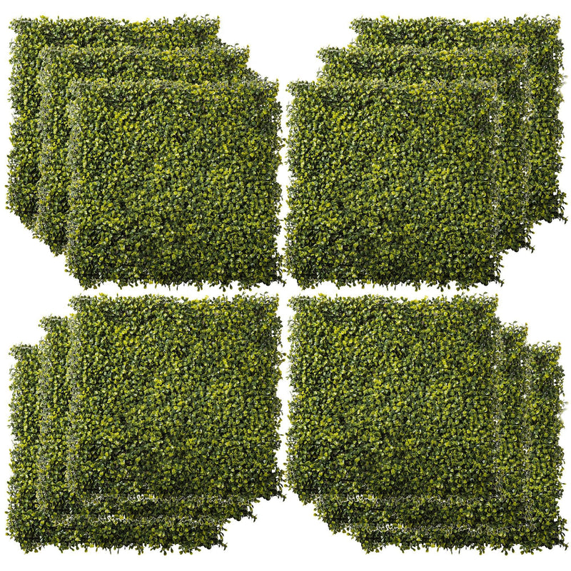 Artificial Boxwood Wall Panels, Milan Grass, 12PCS, 20" Outsunny