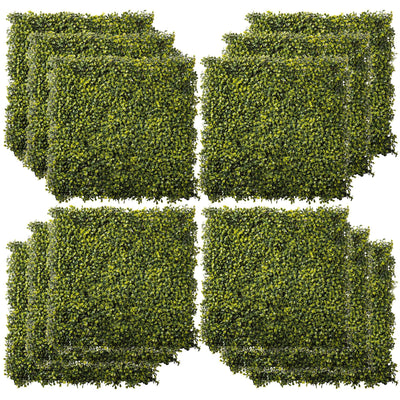 Artificial Boxwood Wall Panels, Milan Grass, 12PCS, 20" Outsunny