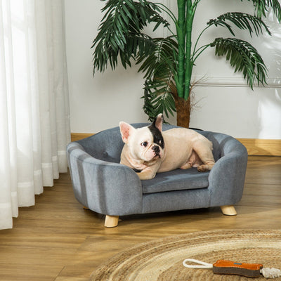 Plush-Covered Pet Sofa with Wooden Frame, 70x47x30cm Pawhut