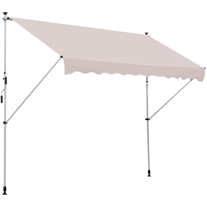 Manual Patio Awning, Retractable, 3 x 1.5m, Beige