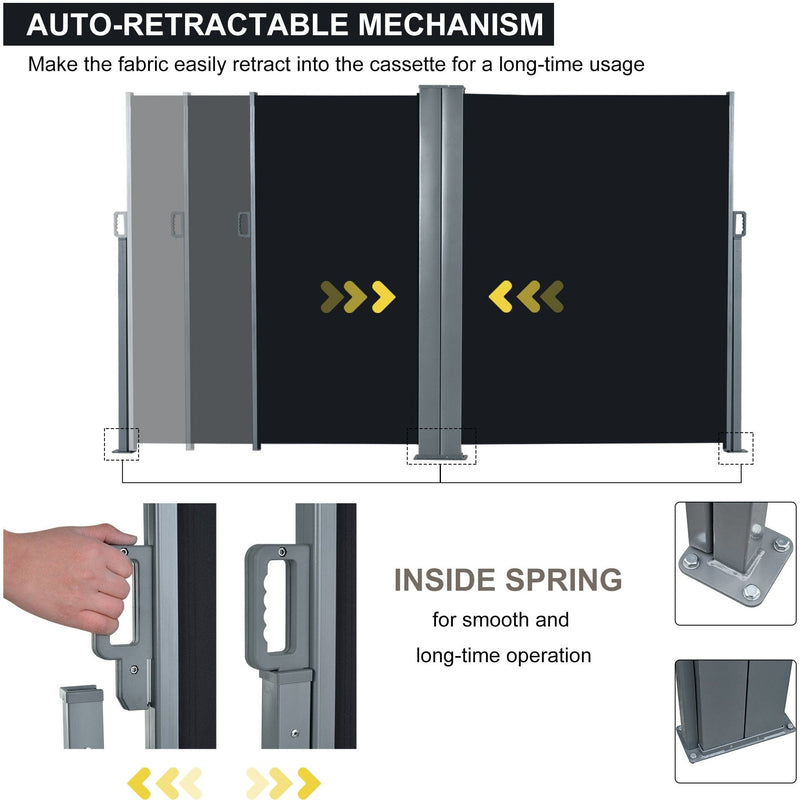 Double Pull Out Side Awning, 6 x 2m
