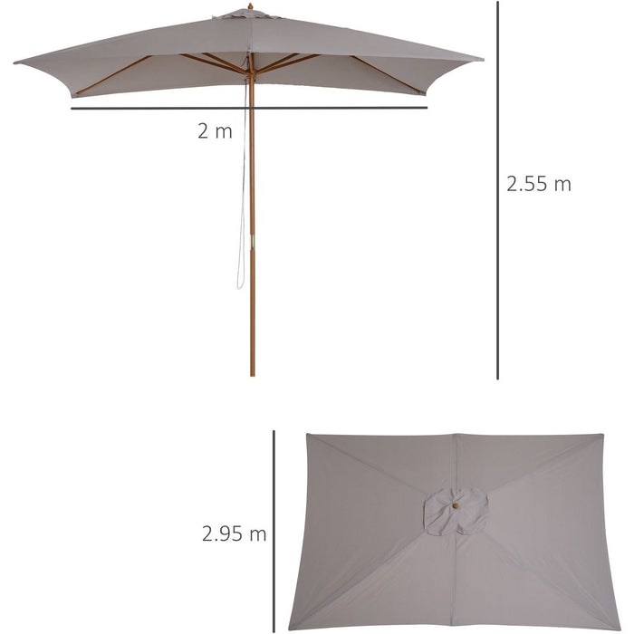 2x3m Wooden Garden Parasol