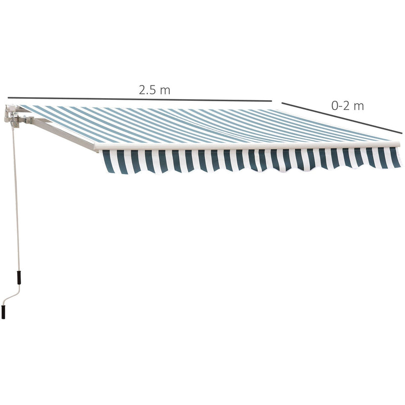 Manual Retractable Garden Patio Awning, 2.5m x 2m