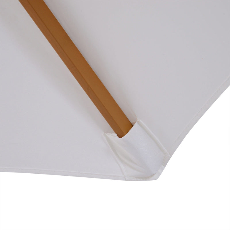 3m Wooden Parasol - Cream White, 8 Ribs