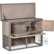 Outdoor Rabbit Hutch, Grey Pawhut