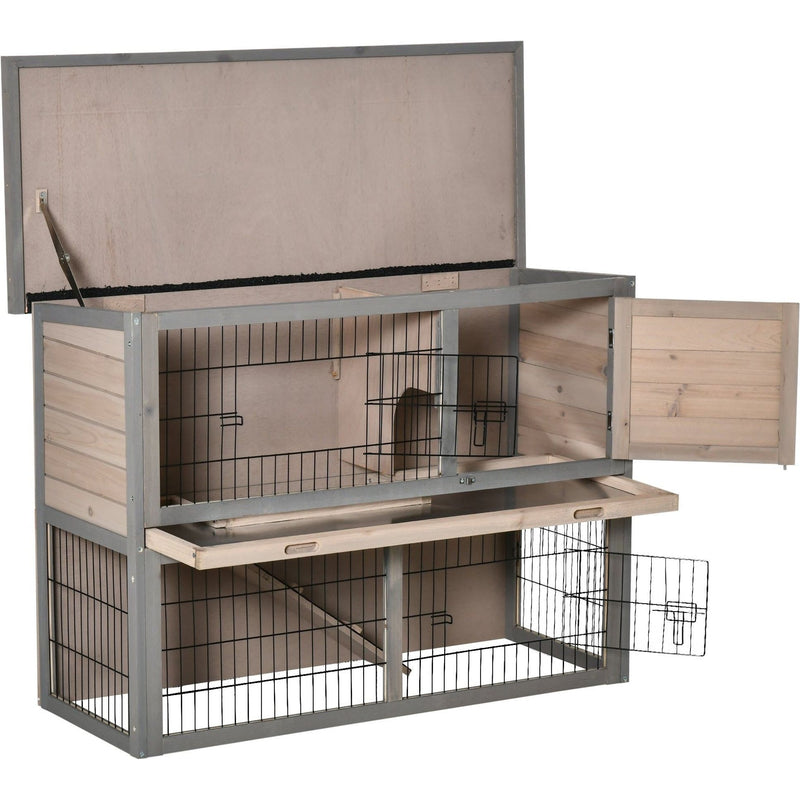 Outdoor Rabbit Hutch, Grey Pawhut