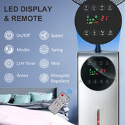 Misting Pedestal Fan, Mosquito Killer, 3.1L Tank, Black Homcom